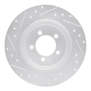 Lincoln Aviator Brake Rotor (1) - Rear Right - R1 Concepts - Drilled & Slotted - Silver - `03-`05